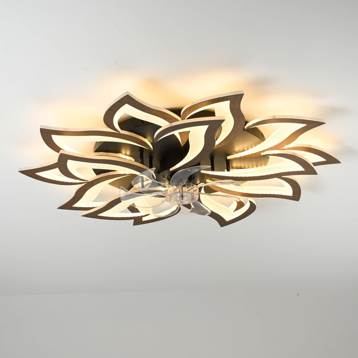 Ceiling Fan With Remote Control And Lights, 6 Speeds, 3 Color Temperatures, Low Profile Flush Mount