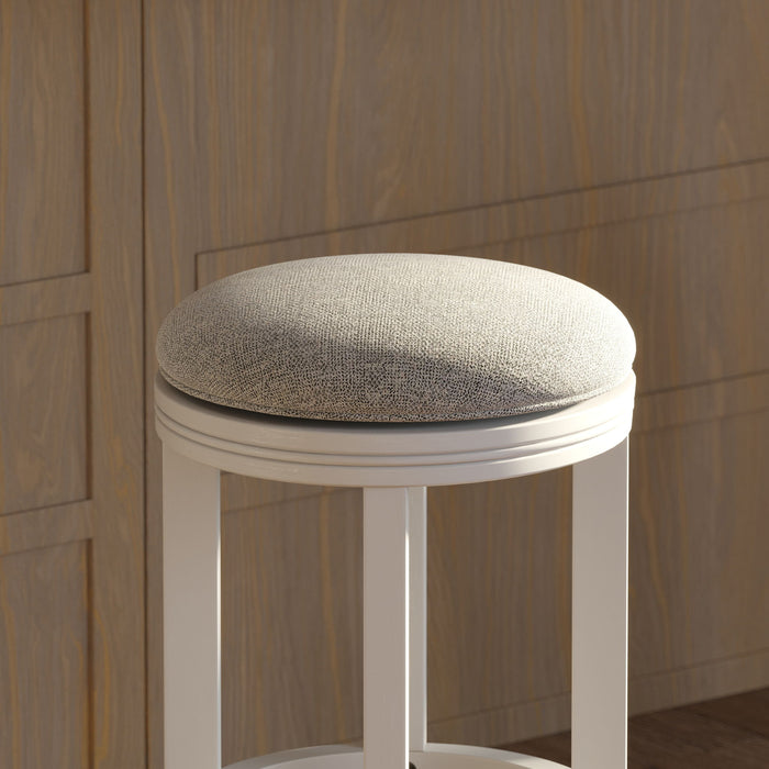 Backless Swivel Stool With Upholstered Seat