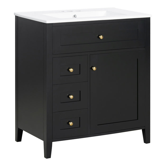 Bathroom Vanity With Sink, 3 Drawers And Adjustable Shelf, Freestanding Storage Unit