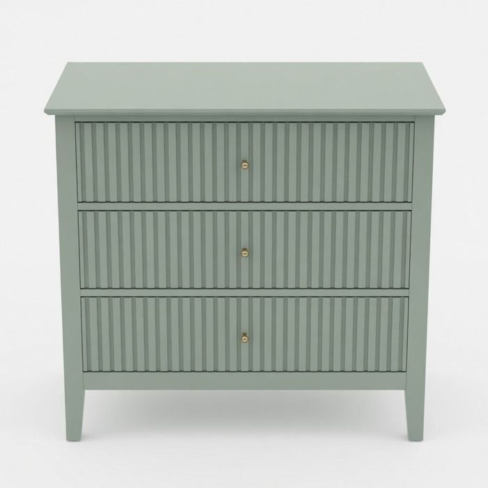 Fluted 3 Drawer Nightstand With Soft Close Slides