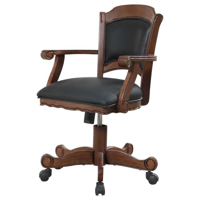 Upholstered Game Chair With Caster Wheels - Black