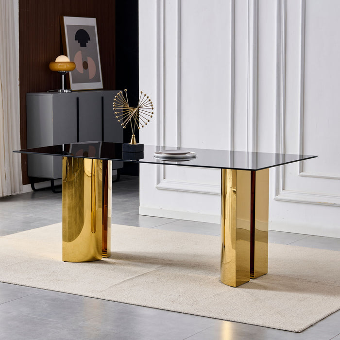 Rectangular Dining Table - Gold / Black