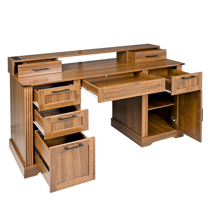 Office Desk With Charging Station & Storage Cabinet