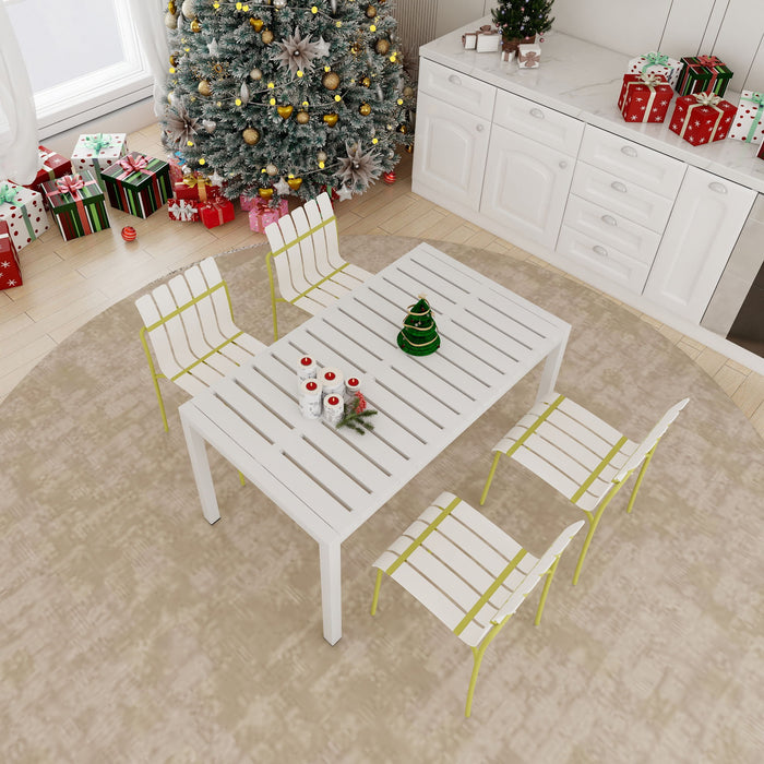 4 Piece Set Of Modern Color Block Designed Single Chairs