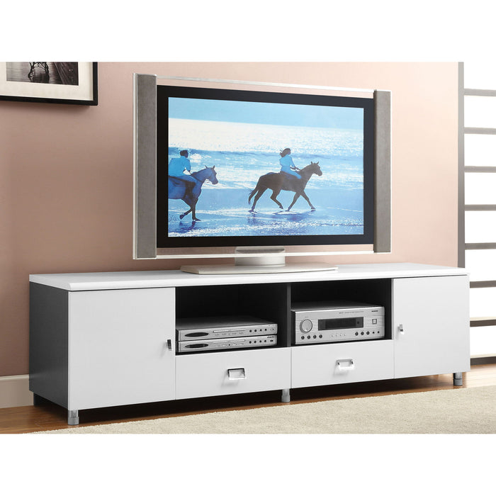 2 Drawer TV With Pulls, Storage Furniture For Living Room - White