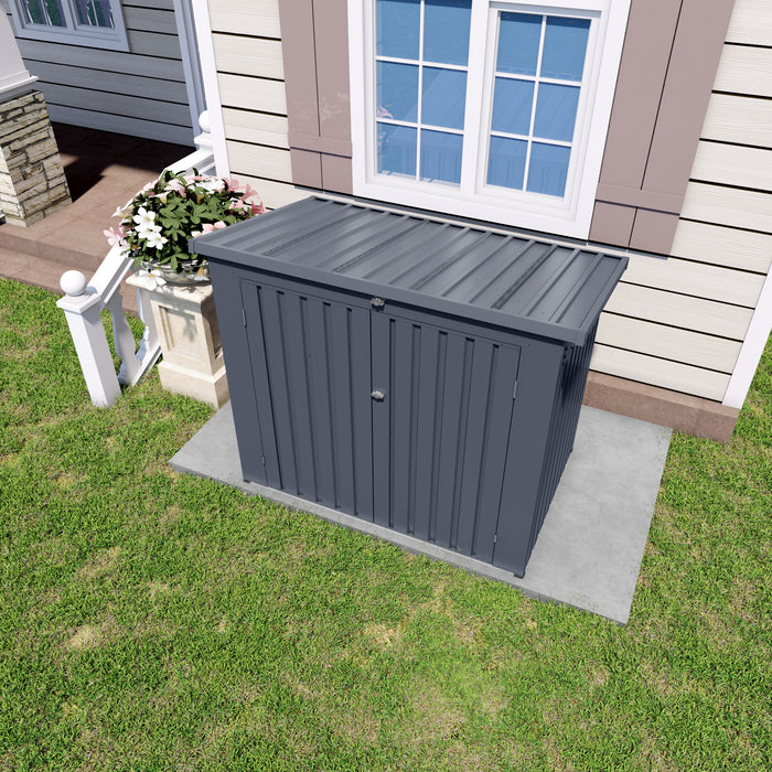 Outdoor Trash Can Storage Shed For 2 Bins Garbage - Gray