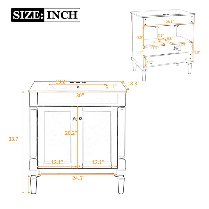 Bathroom Vanity Cabinet With Sink, Soft Close Doors, Storage Cabinet