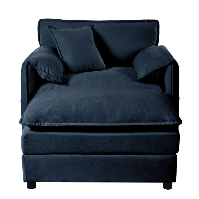 Oversized Chair With Movable Ottoman, Soft Upholstered Lounge Chair