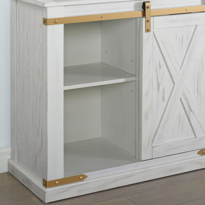 Console Table With Storage Drawer And Open Shelves - Antique White / Gold