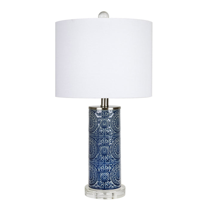 Spyro - Contemporary Table Lamp - Bijou Blue / White / Clear Crystal / Nickel
