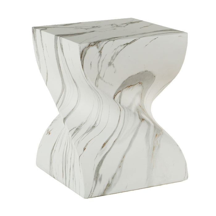 Outdoor End Table, Round Side Table For Patio And Garden - Marble