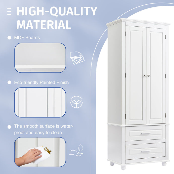Tall Storage Cabinet With 2 Drawers For Bathroom