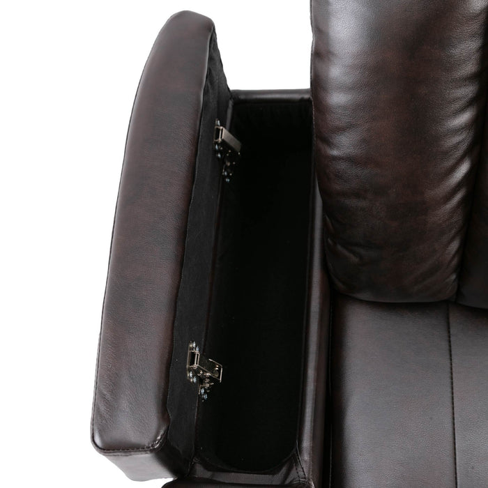 Power Recliner With Storage Arms, Cupholders, Swivel Tray Table And Cell Phone Stand - Brown