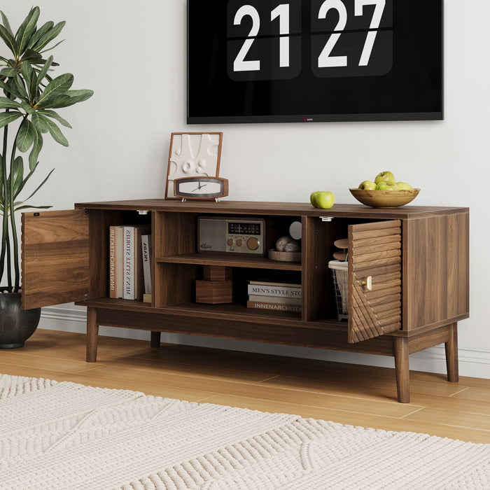 TV Stand, Entertainment Center With Storage, Media Console Table For Living Room - Walnut