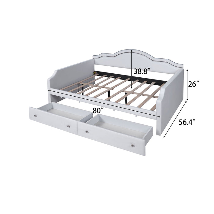 Upholstered Daybed With LED Lights And 2 Drawersme
