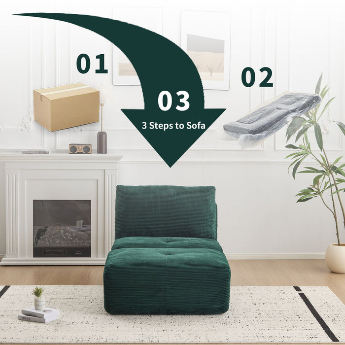 Single Chaise Longue With Movable Ottoman For Living Room