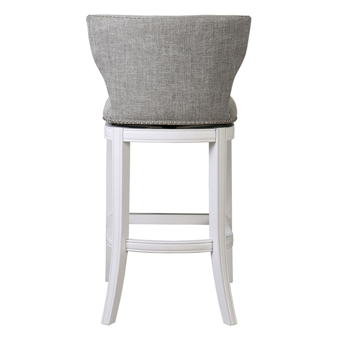 Upholstered Swivel Stool With Back