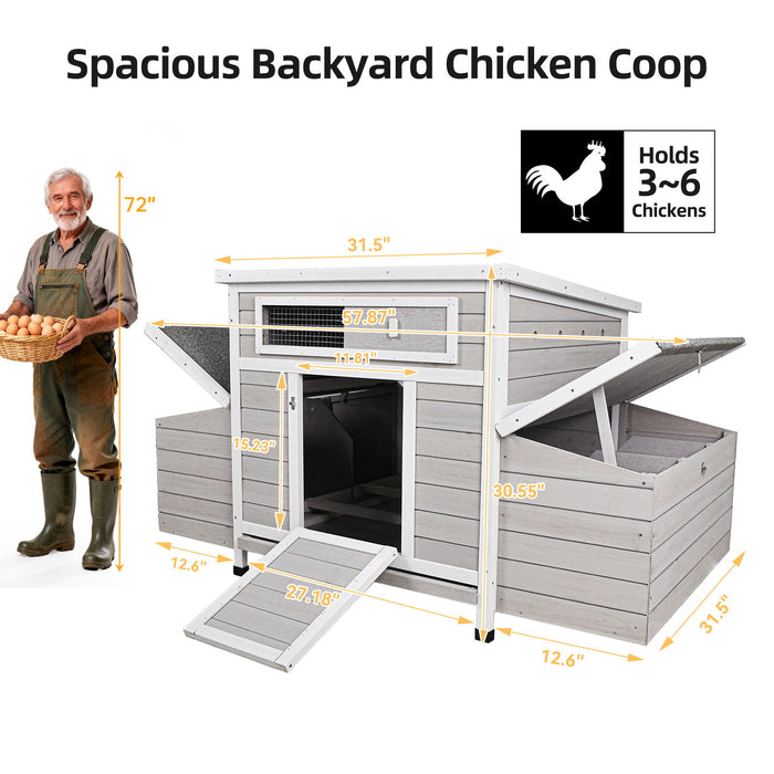 Large Chicken Coop Outdoor Hen House With Dual Nesting Boxes