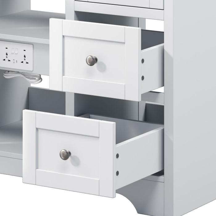 Double Sink Bathroom Vanity With Countertop, 2 Ceramic Sinks, 6 Drawers, Soft Close Design