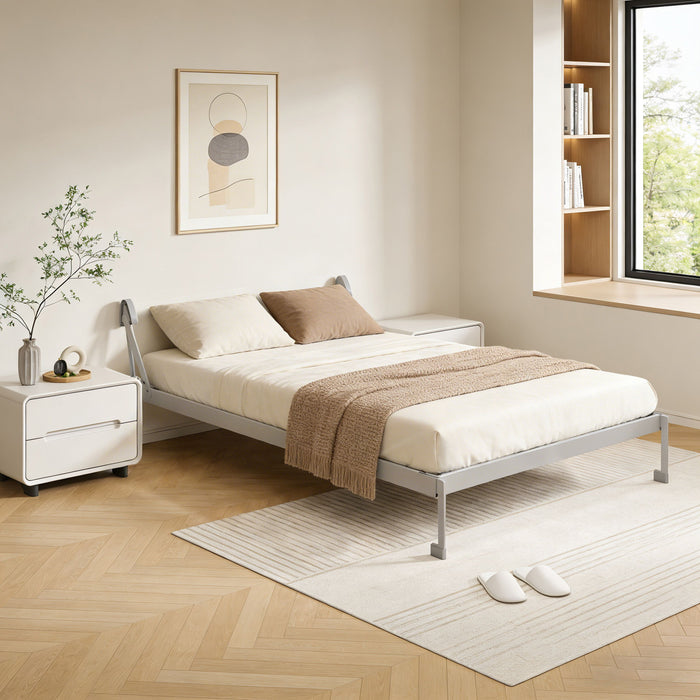 Queen Size Vertical Murphy Wall Cabinet Folding Bed With Automatic Legs - Gray