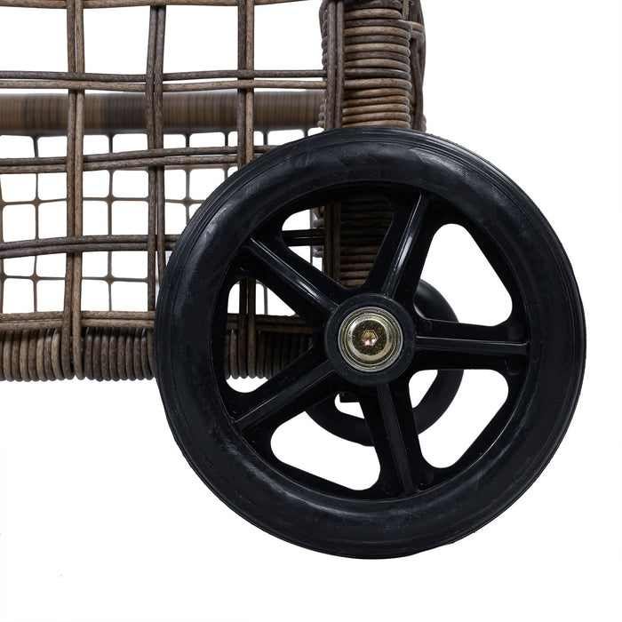 Outdoor Lounge Chair With 5 Position Backrest With Cushion And Wheels