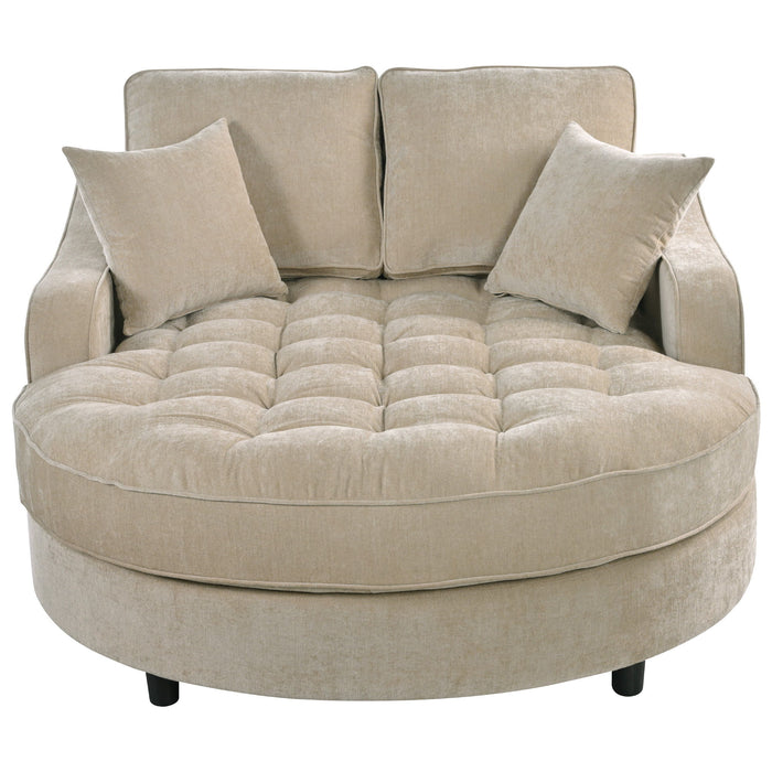 Modern Chaise Lounge Upholstered Sofa Couch With Tufted Seat And Detachable Pillows For Living Room