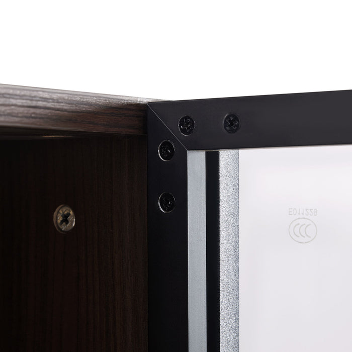 Modern Minimalist Tall Lighted Display Cabinet With Tempered Glass Door - Black / Dark Walnut