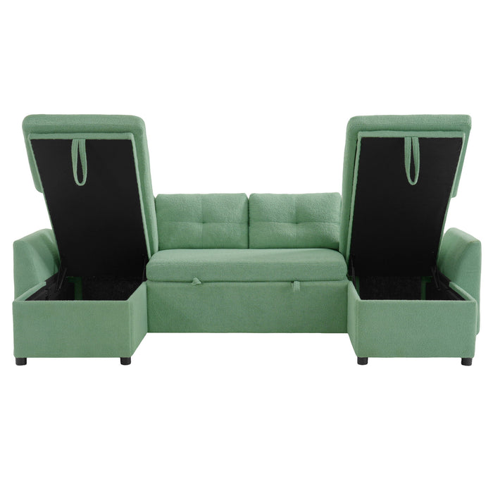 U-Shaped Sectional Sofa Bed With Storage And USB Ports