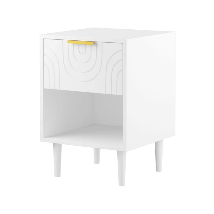 Nightstand With 1 Drawer And Open Shelf - White