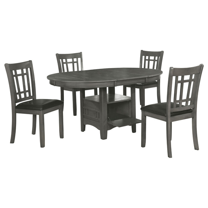 Ingall - 5 Piece Set With Storage Table And Upholstered Chairs - Medium Gray