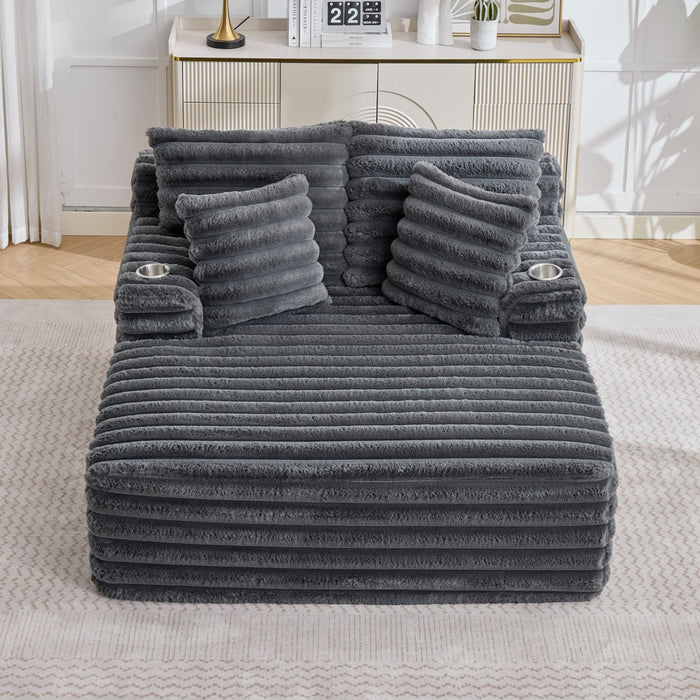 Oversized Chaise Lounge Chair Indoor With Pillows For Living Room