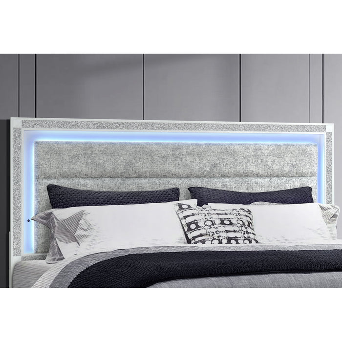 Soulmarie - Bed With LED Lighting And Padded Headboard