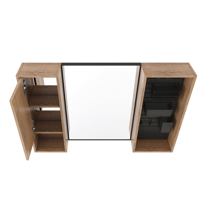 41.6" Wall Mounted Bathroom Cabinet With Soft Close Door, Storage Cabinet Featuring - Imitative Oak