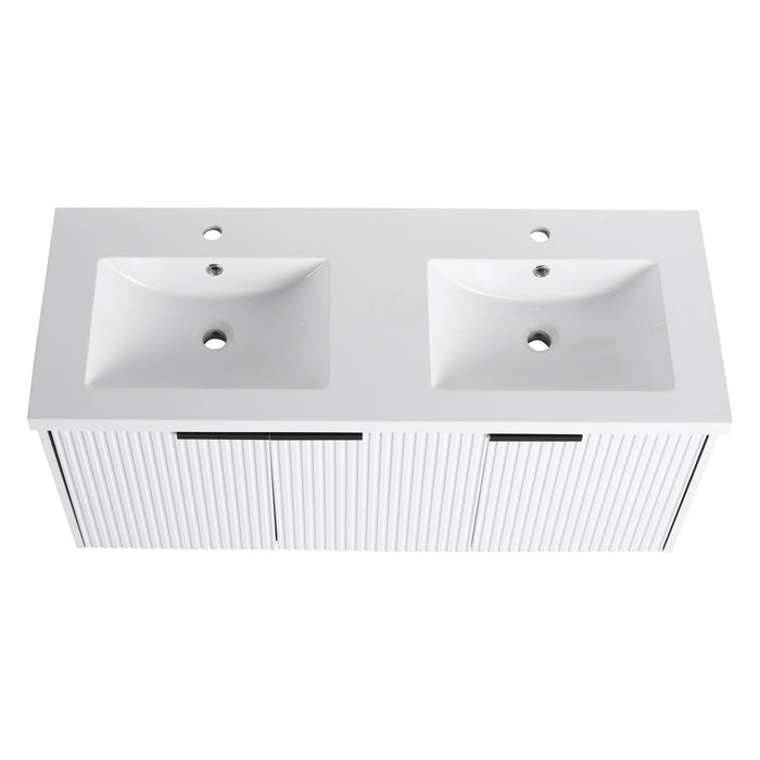 Contemporary Wall Mounted Bathroom Vanity With Resin Double Sink