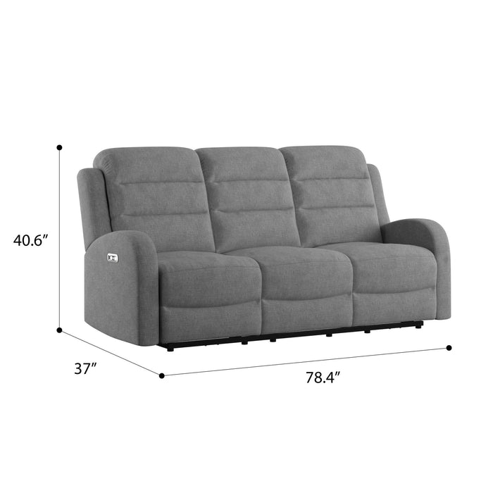Harvey - Power Sofa With 2 Power Headrest - Mottled Gray