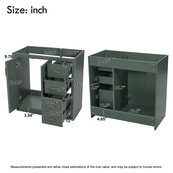 Retro Style Bathroom Vanity, 3 Drawers & Soft Closing Doors