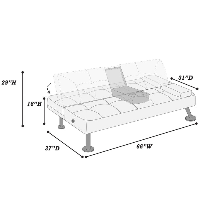 Adjustable Sofa With Fold Down Table And Cup Holders
