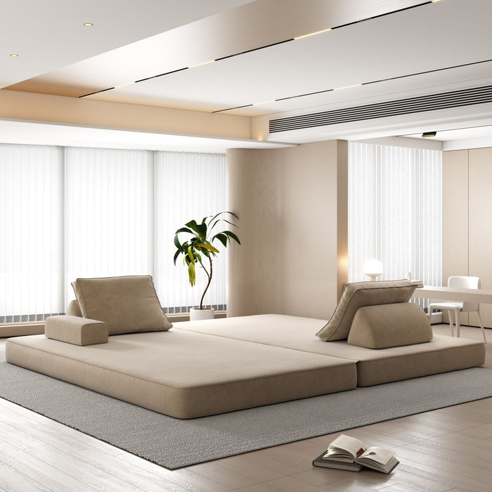 Multifunctional Convertible Sofa Bed With 2 Tumbler Backrests And 2 Pillows, Deep Seat Couch