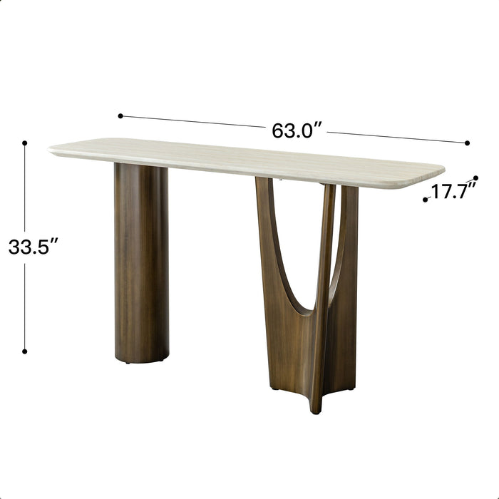 Console Table - Antique Bronze / Beige