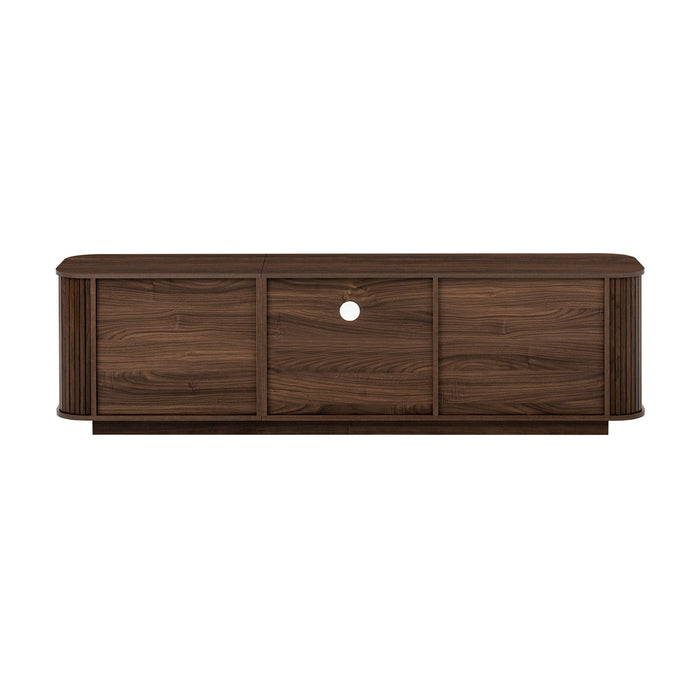70" TV Stand With Ample Storage, Curved Corners - Dark Brown