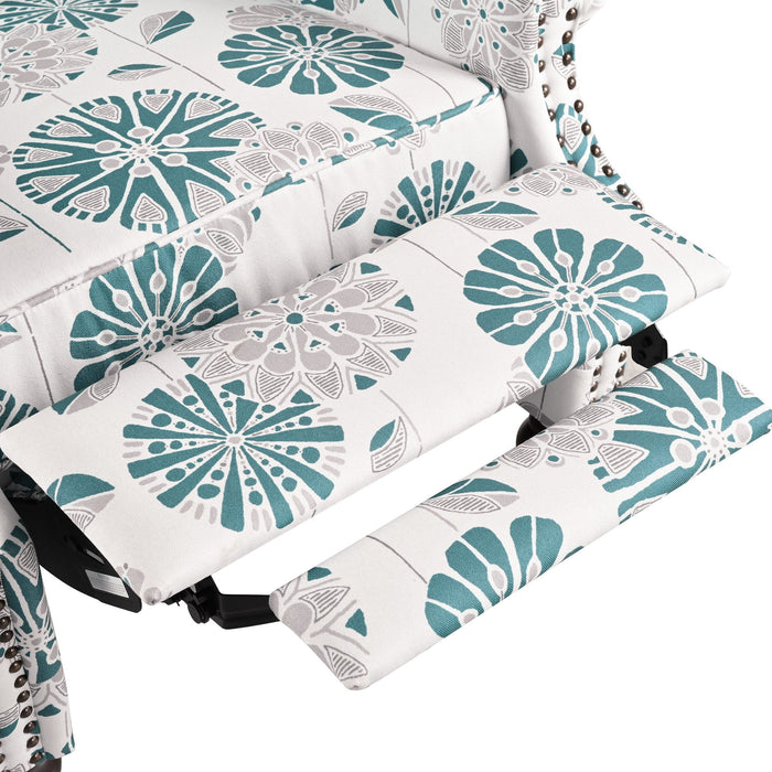 Push Back Recliner Chair Upholstered Recliner Armchair With Classic Wing Back And Solid Gourd-Shaped Legs