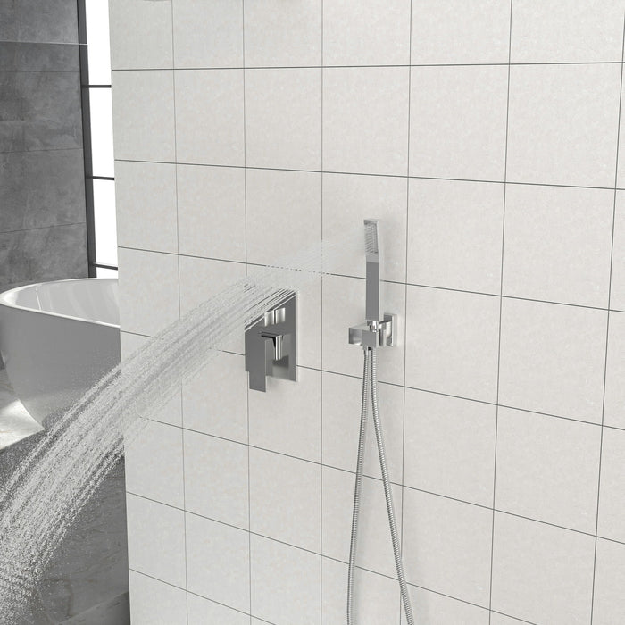 10" Square Dual Shower Head System Wall Mounted With Rough In Valve Modern Bathroom Fixture