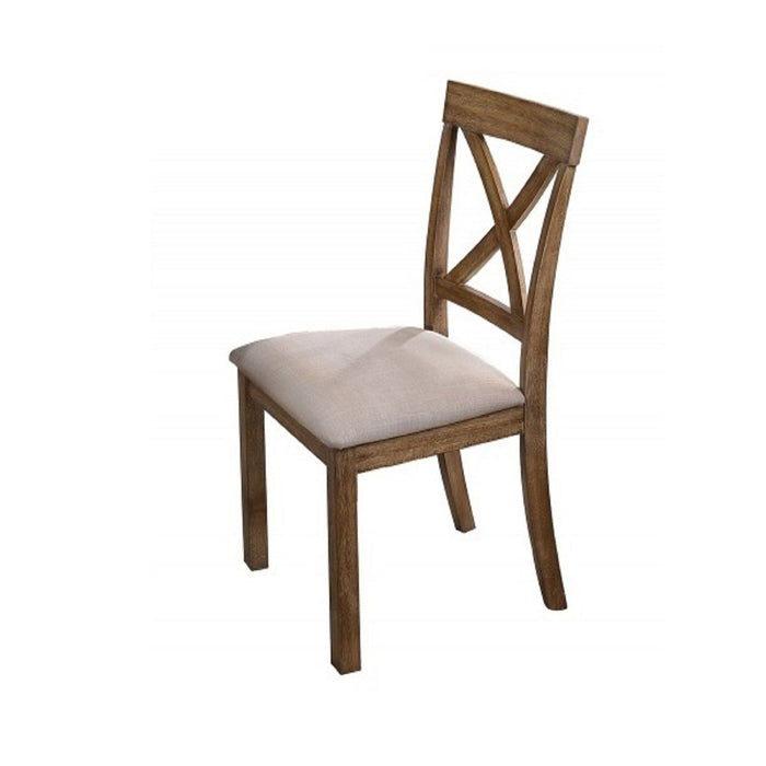 Dining Chair With Open X Back (Set of 2) - Brown / Beige