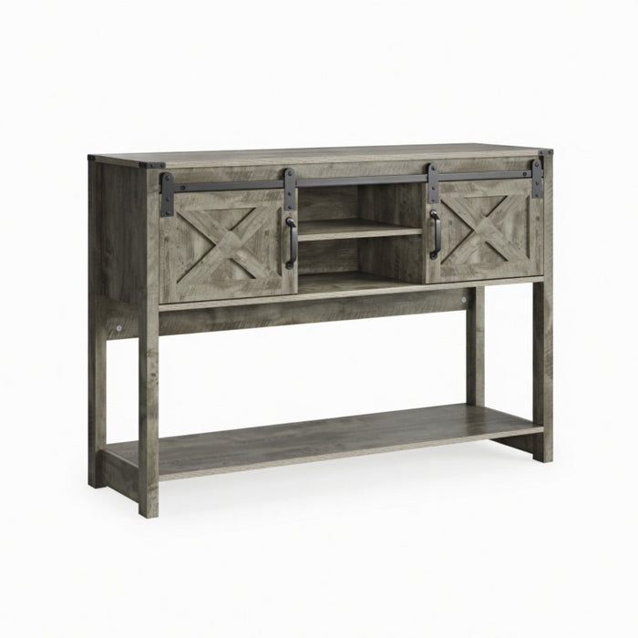 Farmhouse Entryway Table With Sliding Barn Door