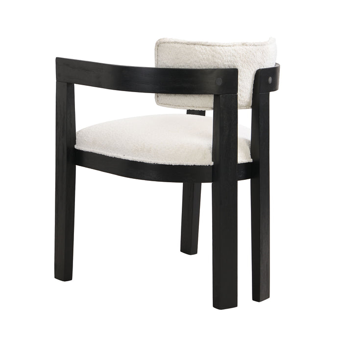 Modern Boucle Fabric Dining Chair With Armrest