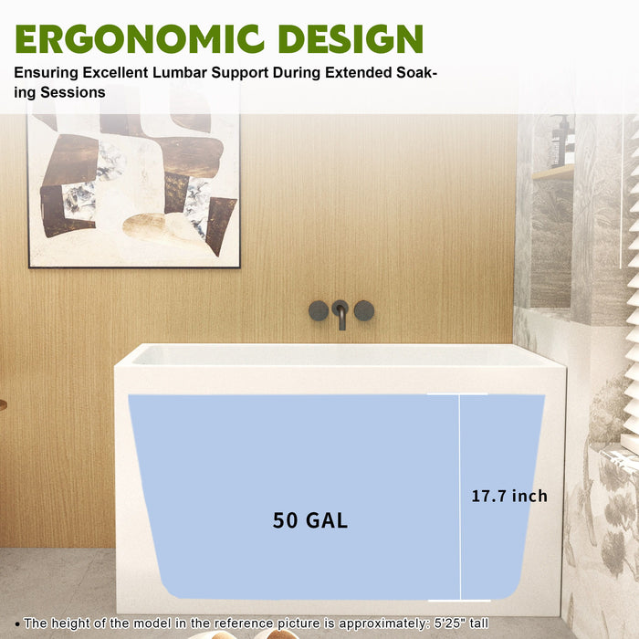 Freestanding Bathtub With Drain, Rectangular Shape