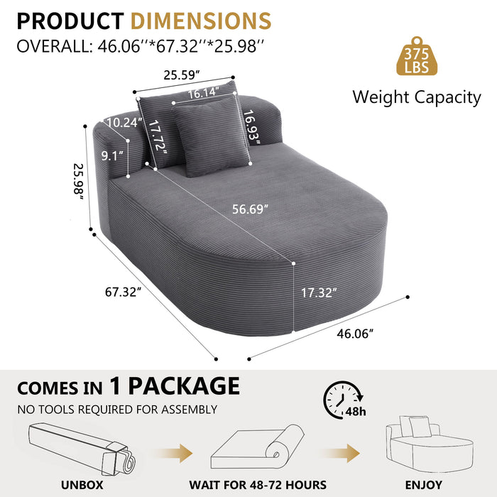 Oversized Chaise Lounge Sofa Bed With Deep Seat And Soft Pillows