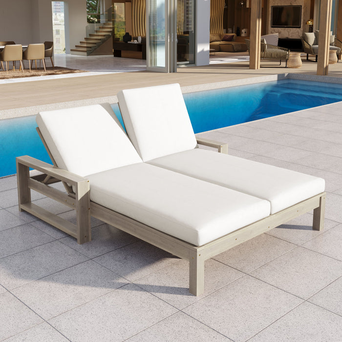 Outdoor Double Lounge Chair With 5 Position Adjustable Backrest