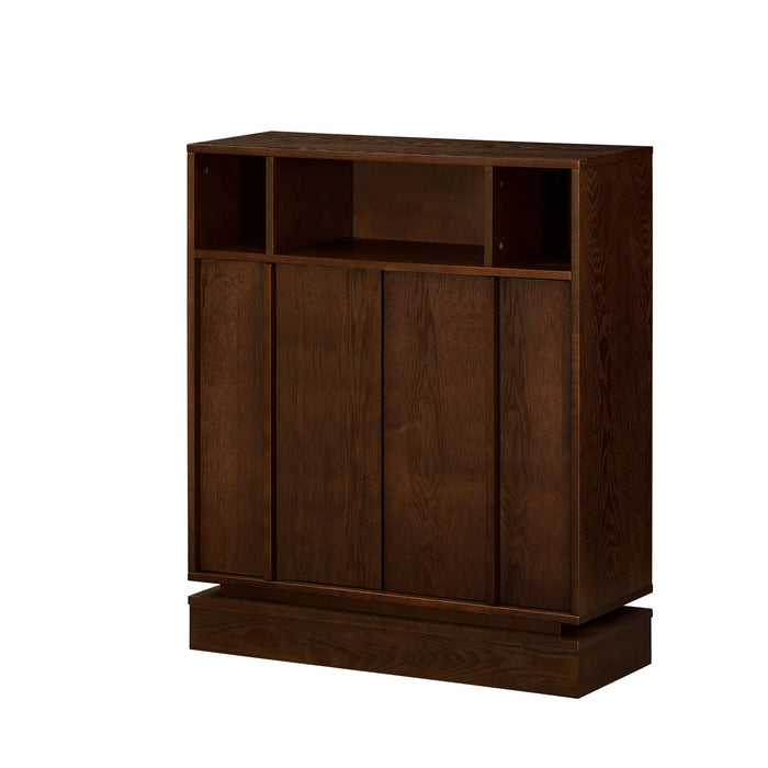 Fluted Sideboard Buffet Cabinet With 2 Doors And Adjustable Shelf, Storage Cabinet For Entryway
