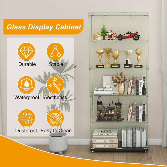 Premium 5 Tier Glass Display Case With 5 Dynamic LED Modes